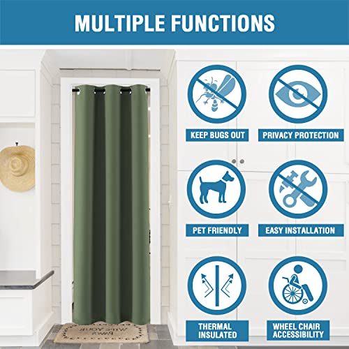 Image of H.VERSAILTEX Doorway Curtain Blackout Closet Door Curtain Room Divider Window Treatment Curtain for Bedroom Thermal Insulated Privacy Drape Soundproof Grommet, 42 x 80 inches, 1 Panel, Bronze Green
