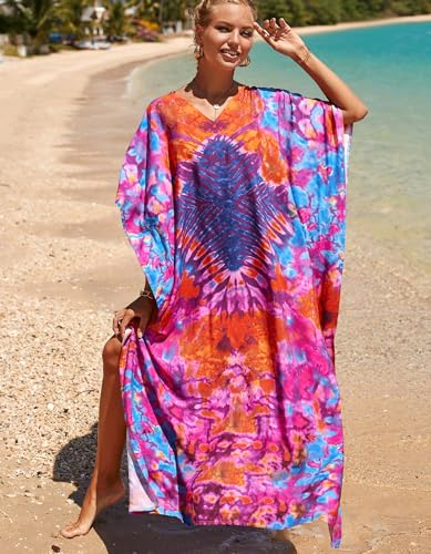 Image of NFVNKJ Women's Plus Size Beach Lounge Kaftan Maxi Dress Swimsuit Coverup for Women