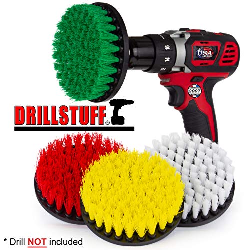 Image of Cleaning Supplies - Drill Brush Power Scrubber Multi Use Kit - Tile Grout Cleaner Tool - Deck Brush - Bathtub, Window, Carpet, Shower Cleaner Attachments for Drill - Clean Mineral Deposits & Soap Scum