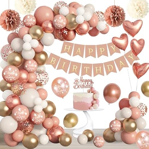 AivaToba Rose Gold Birthday Decorations, Set of 70 Birthday Decorations, Birthday Balloon Set for Party Decoration Cover