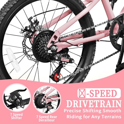 Pipleo 20/24 Inch Kids Mountain Bike, Bike 7 Speeds, Bikes