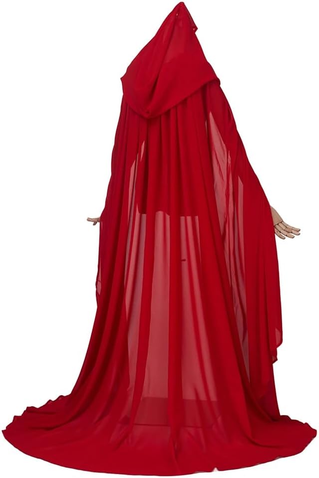 Hooded Long Cloak Women Wedding Tulle Cape Bridal Dress Robe Red Riding Hood Cape Halloween Christmas Cloak