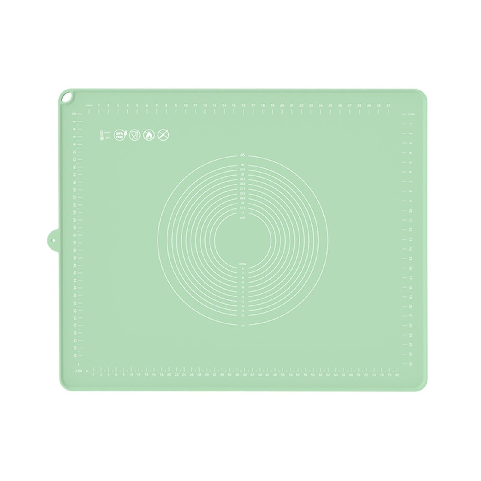 Tapete para Hornear en la Cocina Esterilla de amasado silicona con panel engrosador agrandado antiadherente Para Cualquier Lugar(Verde)