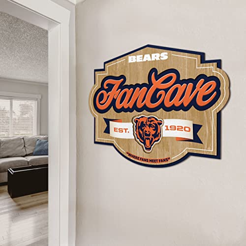 Image of YouTheFan NFL Chicago Bears FanCave Wall Art | Ready-To-Hang, 3D Multi-Layered Construction, Floating Wall Mount Design, Great Fan Gift, Officially Licensed Artwork