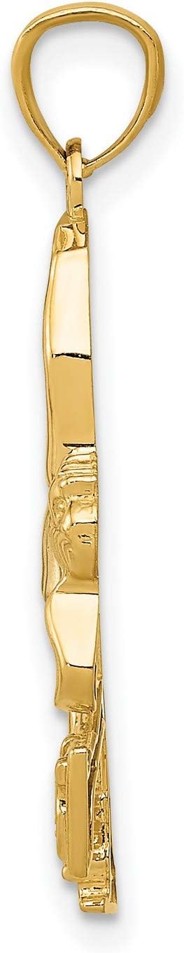 14k Yellow Gold Girls Ice Skater Pendant 23 mm x 13 mm