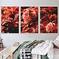 3 Piece Framed Canvas Wall Art Pink Cluster Flowers and Colorful Bouquet Canvas Prints Home Artwork Decoration for Living Room,Bedroom - 16