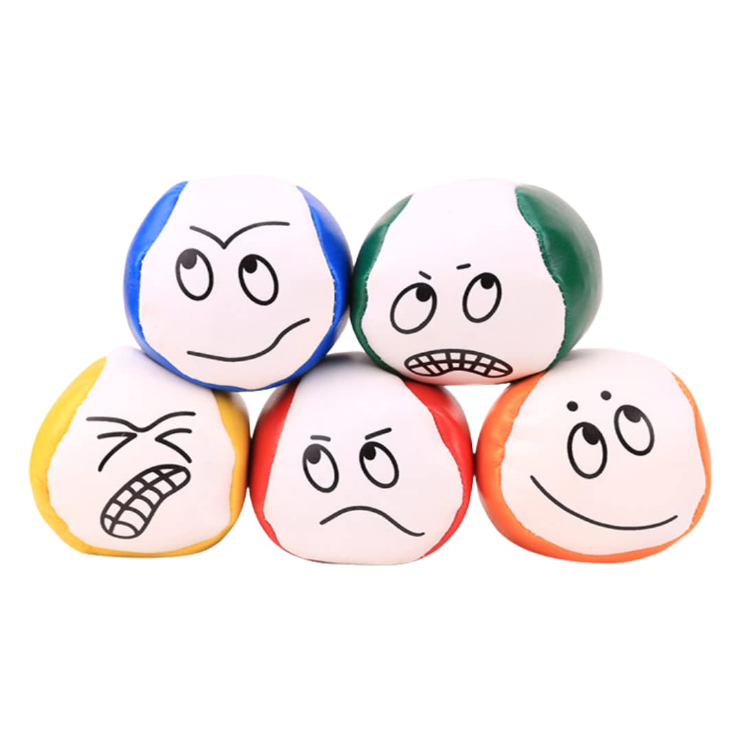 Charmoon Juggling Balls Set of 5 Funny Face Faux Leather 2in Beginner