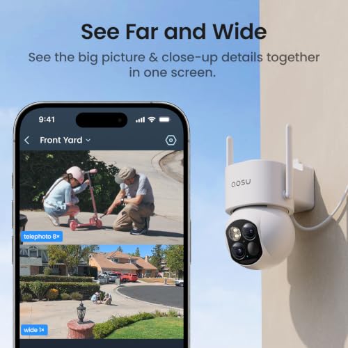 aosu T2 Dual-Lens 3K Telephoto 360° PTZ Wireless Outdoor Security Camera - image 3