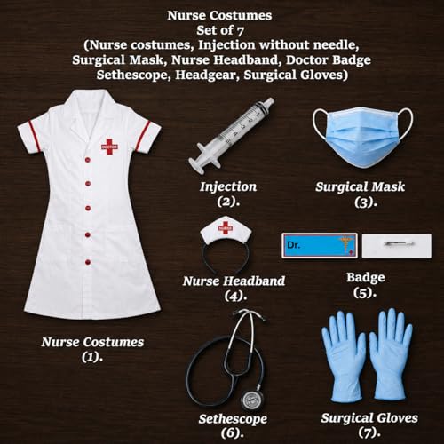 Image of Kids Doctor Coat and Nurse Dress Set for Boys & Girls | Fancy Dress Costume | School Competition Role Play Outfit