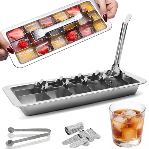 GHAHILI Stainless Steel Ice Cube Trays, Metal Ice...