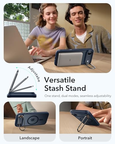 Image of ESR for iPhone Air Case with Stash Stand, Camera Control Cover Compatible with MagSafe, Military-Grade Drop Protection Magnetic Phone Case for iPhone 17 Air, Scratch-Resistant Back Cover,Frosted Blue