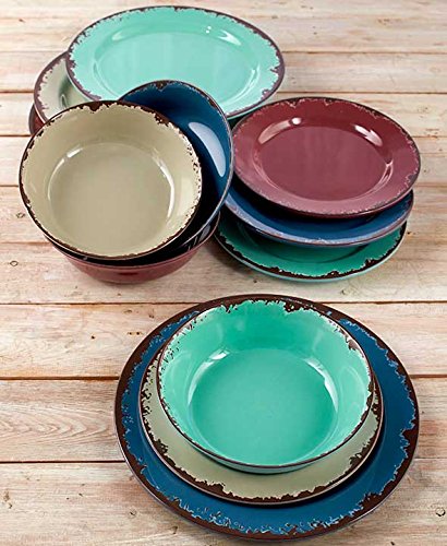 12-Pc. Rustic Melamine Dinnerware Set