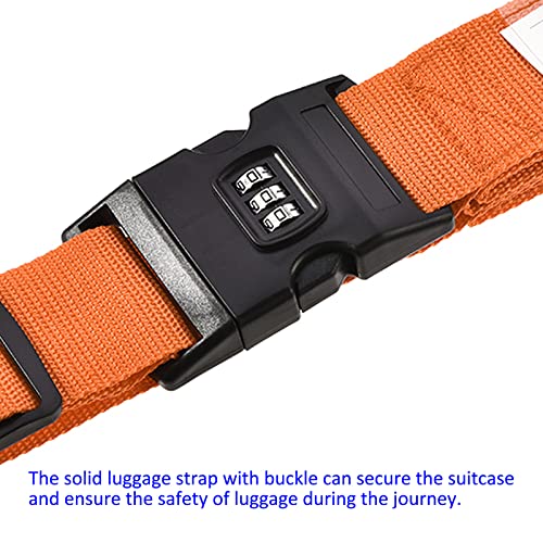 Image of M METERXITY 1 Pack Luggage Strap Suitcase Belt- Travel Combination Lock Adjustable PP Baggage Accessory with Buckle, Apply to Suitcase (79x2 Inch, Orange)