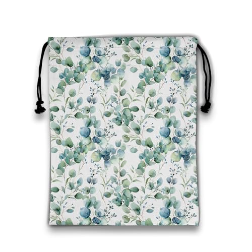 Image of Eucalyptus Leaves Gym Grip Bag Green Adjustable Gymnastics Storage Pouch for Fitness Sports