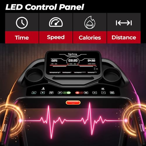 Image of Lifelong 4.5HP Peak Foldable Treadmill for Home| Gym Equipment for Home Workout | Wide Belt | LED Display | 15 Level Auto Incline | 14 km /h Speed | 12 Preset Programs | Hydraulic Fold | Bluetooth & Fit Show App | 110kg Max Weight