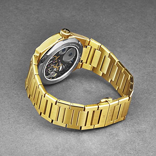 Manager Men's 'Revolution' Black Dial Stainless Steel Bracelet Hand Winding Watch MAN-RM-10-GM3