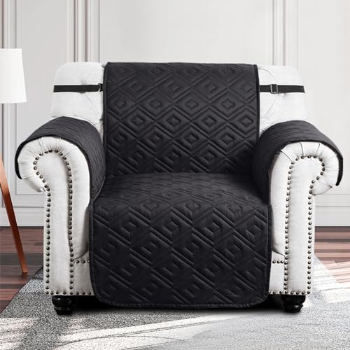 Moonlight Bedding Reversible Chair Covers Water Resistant Sofa Cover for Living Room 1 Seater Sofa Slipcover Thick Quilted Sofa Protectors from Pets KIds with Elastic Strap (Chair