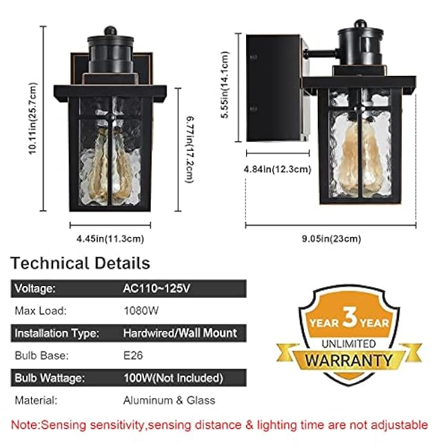 Porch Lights with GFCI Outlet,Dusk to Dawn Motion Sensor Outdoor Lights,3 Lighting Modes Black Front Door Light,Waterproof Exterior Light Fixture,Outside Wall Lamp for House Patio Garage