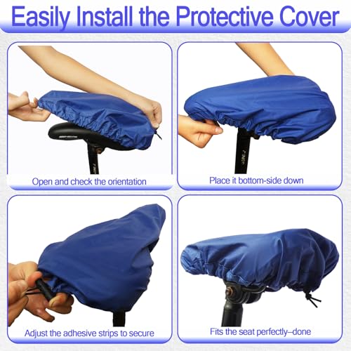 Image of Waterproof Bicycle Seat Covers Dustproof Rainproof UV-Resistant and Windproof Easy to Install and Clean Reusable Suitable for Men's and Women's Mountain Bike and Narrow Seats(2pcs Blue)