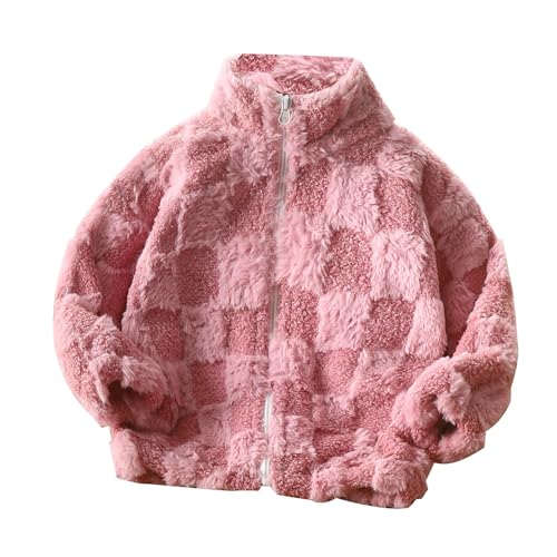 Boys Girls Fuzzy Fleece Jacket Kids Sherpa Zip Up Warm Outerwear Soft Warm Plush Furry Faux Fur Coat with Pocket Fall Winter