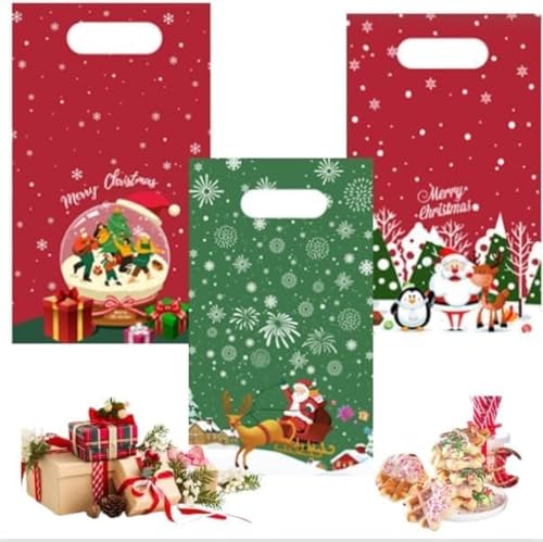 manatom クリスマスらっぴんぐ袋 お菓子袋 ハロウィン袋 バレンタイン袋 3種類 各50枚 150枚 ビニール袋 手提げ袋 OPP (クリスマス袋)