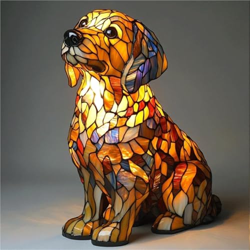 Lampada Bulldog Inglese, Lampada Corgi e Lampada Carlino, Luce Notturna da Tavolo Bulldog Francese in Resina Colorata, Luce Notturna Artistica Serie Cani, Lampade da Tavolo a LED a Tema Cani Carini(M)