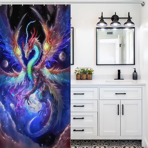 Rideau de douche dragon en tissu polyester lavable imperméable 92x183cm - 5