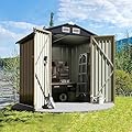 GVDV 6x4 FT Outdoor Storage Shed with Air Vent & Lockable Doors, Durable Metal Outside Storage Clearance for Garden, Patio and Backyard, Waterproof & All-Weather Shelter for Tools, Bike, Equipment