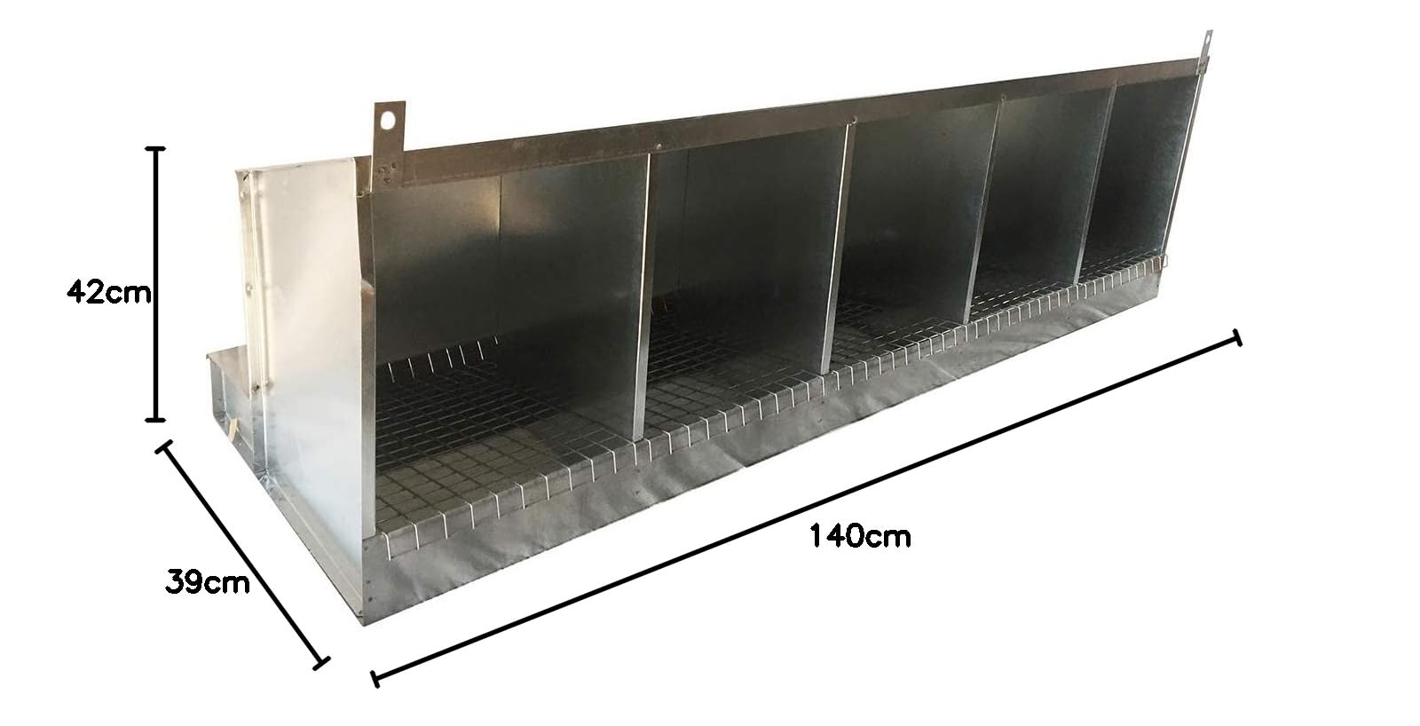 Nido a 5 Posti per Galline Ovaiole. Raccolta Uova dall'Esterno del Pollaio. Ingombro cm 140 x 39 x H 42