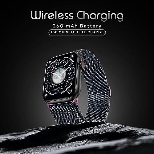 Image of Fire-Boltt Vogue Large 2.05 inch Display Smart Watch, Always On Display, Wireless Charging, App Based GPS with Bluetooth Calling & 500+ Watch Faces (Steel Rainbow)