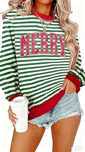 Tewmeu Christmas Sweatshirts for Women Sparkly Merry and Bright Sweater - image 1