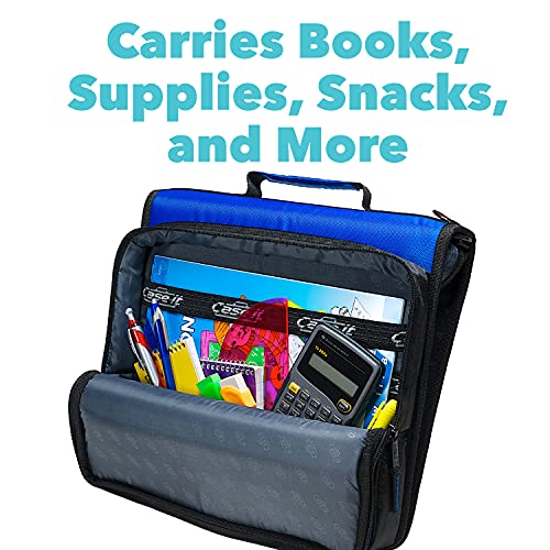 Image of Case-it Universal Zipper Binder | 2-Inch O-Rings, 13-Inch Laptop /Tablet Padded Pocket, 400 Sheet Capacity, Multiple Storage Pockets & Shoulder Strap | School & Office Organizer | LT-007 Red | 6 Pack