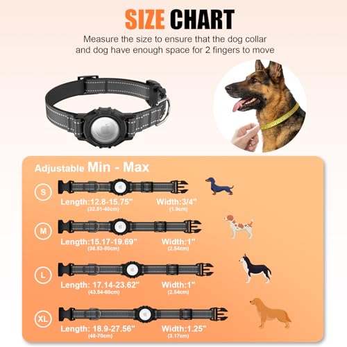Image of AirTag Dog Collar, IP68 Waterproof Air Tag Dog Collar Holder (Black, M) | Air Tag Dog Collars Reflective, Ultra-Durable, Comfortable Padded, Heavy Duty Dog Collars Collars for Small - Large Dogs