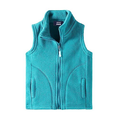 LittleSpring Fleece Vest for Toddler Boys Girls Soft Warm Lightweight Turquoise 3T