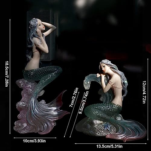 Figura Decorativa Sirena de Resina Transparente 4.72 Pulg miniatura 4