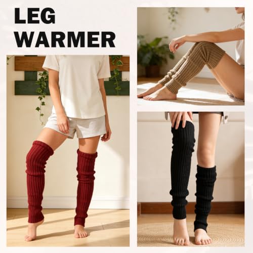 Image of XEPST 2 Pairs Leg Warmers for Women, High Boot Cuffs Knitted Boot Topper Warmers Over Knee Footless Socks for Winter Warmer