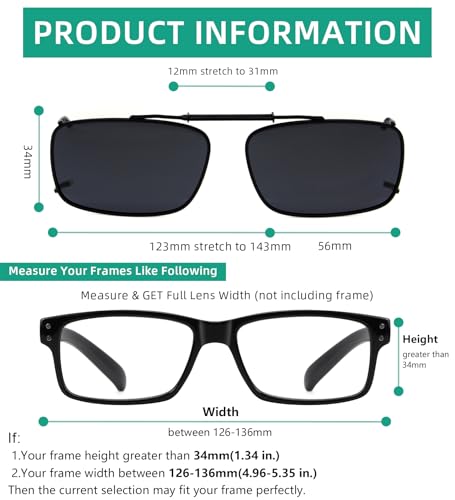 Eyekepper Metal Frame Rim Polarized Lens Clip On Sunglasses 56 * 34MM3