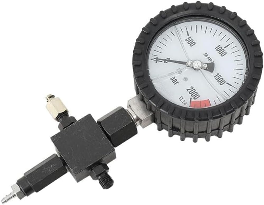 Common Rail Diesel High Pressure Tester Kit, 2000 Bar Diesel Fuel Pressure Tester Kit Pressure Detection Tool with Injector Pipe BlanksBlack,1