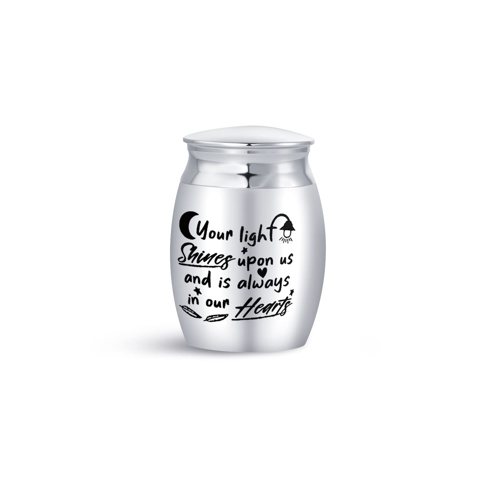 Minijewelry Silver Mini Cremation Urn For Human Ashes Mom Dad Brother Sister Daughter Son Brother Sister Sepulchral Cinerary Funeral Keepsake Memorial