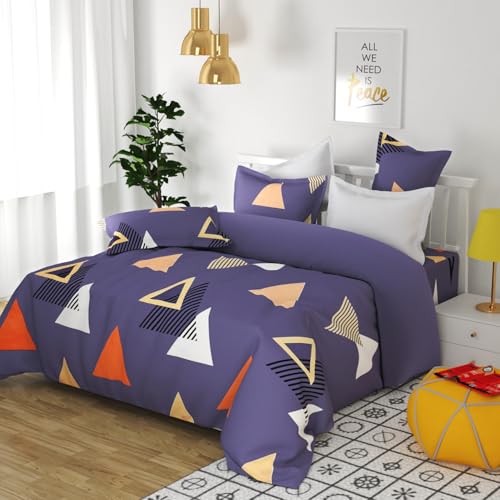 Image of HOMEKART 3D Printed 144 Tc Microfiber Double Bedsheet with 2 King Size Pillow Covers Breathable | Wrinklfree | Summer | Topsheet (Multicolour Cricle Print, 90 x 90 Inches)