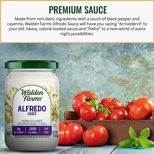 Walden Farms Variety Sauce Pack – Garlic Herb, Tomato Basil & Alfredo Sauces – Zero Calorie, Sugar Free, Keto & No Carb – 3-Pack, 12 oz Bottles