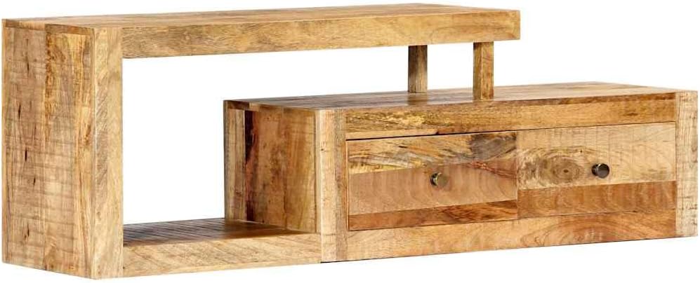 Rustic Brown Solid Mango Wood TV Cabinet 47.2 x 11.8 x 15.7 in 3 Drawer Media Console for Living Room Bedroom No Assembly Rustic Entertainment Center