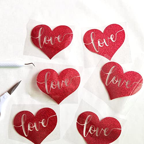 FANSGUAR Red Glitter HTV Heat Transfer Vinyl Bundle 8 sheets-12 x12 Iron on Vinyl for T Shirts Hats Clothing Compatible with Cricut Cameo Heat Press Machine