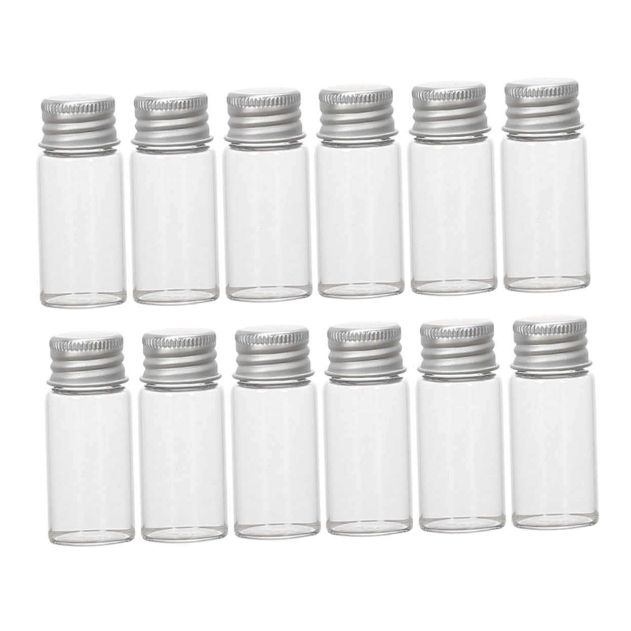 MUCKLILY Set of 12 Lab Chemical Reagent Bottles 10ml Glass Sample Bottles Leakproof Mini Containers for Use