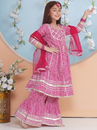 Image of Girls' Printed Kurta Sharara Set - Traditional Ethnic Wear For Festivals, Weddings & Special Occasions Clothing Set