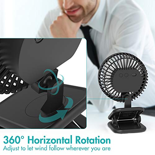 Comlife 6-Inch Clip On Fan,10000Mah Battery Operated With Max 53H Work Hours For Power Outage, 4 Speeds, Fast Air Circulation, Quiet Usb Desk Fan With Sturdy Clamp For Camping, Treadmill, Home Office #TOP3