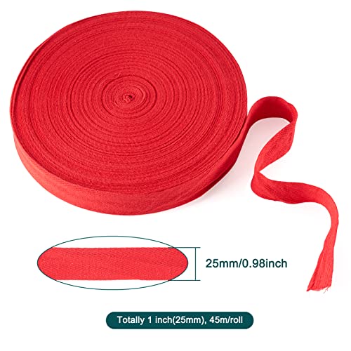 PandaHall 45 Meters 25mm Cotton Bunting Tape Red Twill Tape Herringbone Ribbons for Sewing Dressmaking Alterations Craft - Image 3