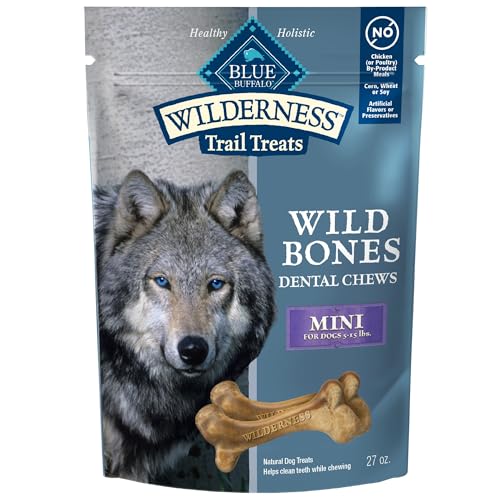 Blue Buffalo Wilderness Wild Bones Grain-Free Dental Chews Dog Treats, Mini, 27-oz Bag