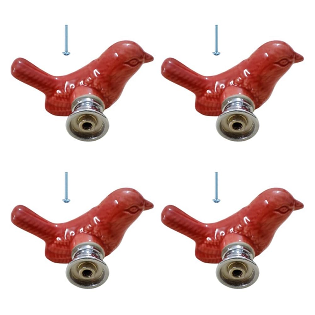 Acbmveen 4Pack Green Cute Bird Design Cabinet Door Knobs, Ceramic Drawer Knobs, Vintage Cupboard Pull Handle