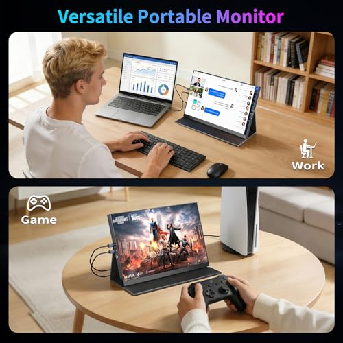 Image of 16 inch 144Hz Portable Monitor, FHD 1200P HDR Portable Gaming Monitor with USB-C HDMI VESA and Magic Cover,External Screen for Laptop,PC,Phone,PS5,Mac,Xbox,etc.